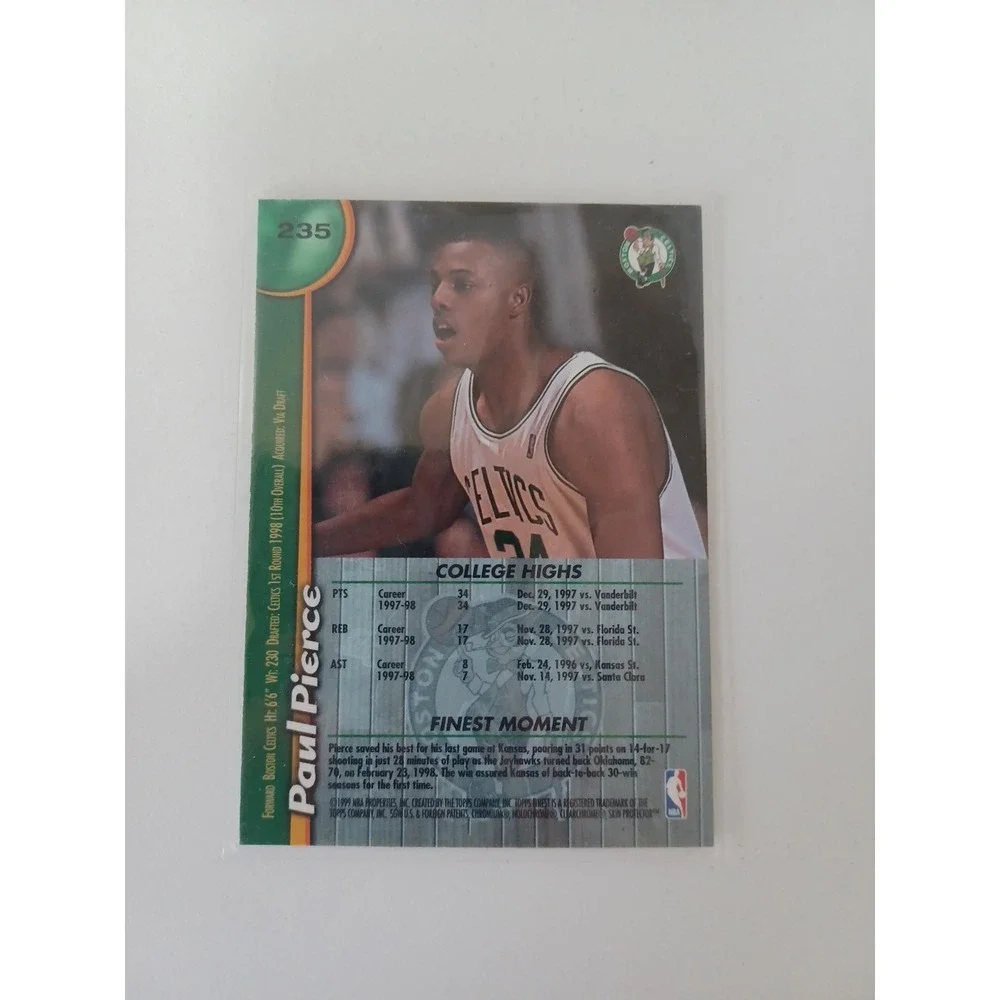 1998-99 Paul Pierce Topps Rookie Card #235 RC Celtics‎